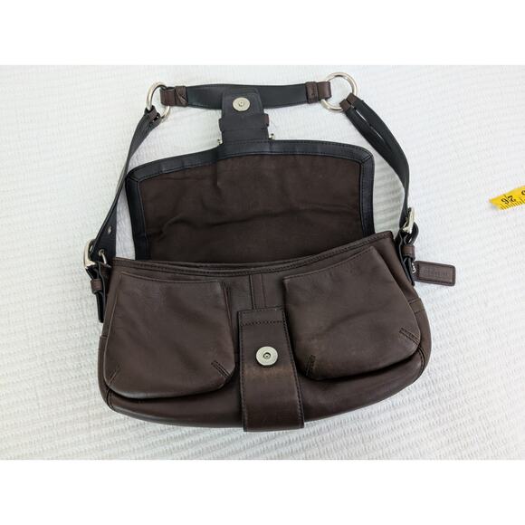 Vintage COACH Soho Leather Pocket Flap Y2K Chocolate Brown Shoulder Bag 3653 - Picture 12 of 16